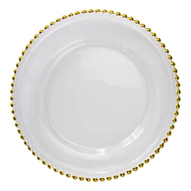 Hot selling Popular Birthday Durable Crystal Silver Beads Glass Charger Plate